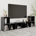 vidaXL Ensemble de meubles TV 6 Pièces Gris brillant Bois d'ingénierie