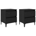 vidaXL Cabinet de chevet avec tiroir 2 Pièces Chêne noir 40 x 35 x 50 cm