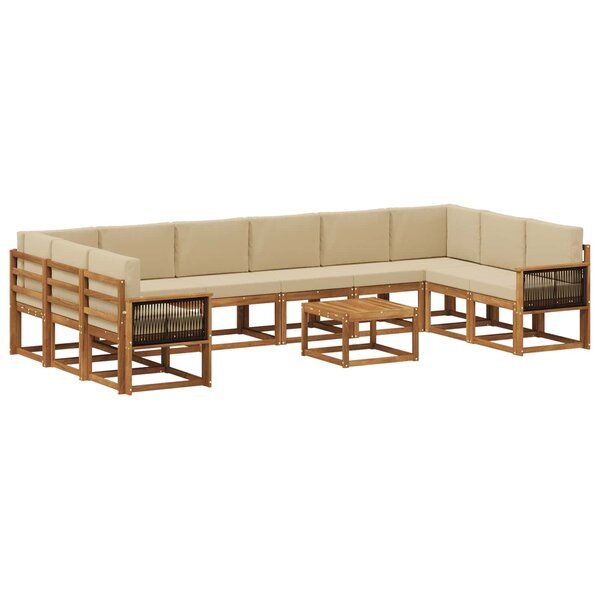 vidaXL Ensemble de canapés d'extérieur 11 Pièces Naturel et Beige