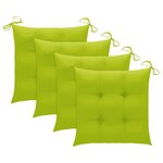 vidaXL Chaises de jardin avec coussins vert vif 4 Pièces Bois de teck