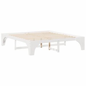 vidaXL Cadre de lit surélevé Blanc 200 x 200 cm Bois massif en pin