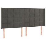 vidaXL Tête de lit à LED Gris foncé 163x16x118/128 cm Velours