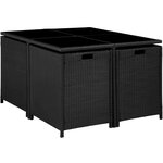 Tectake salon de jardin bilbao 8 places avec housse de protection - noir/gris