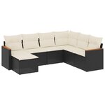 vidaXL Salon de jardin 7 Pièces avec coussins noir résine tressée