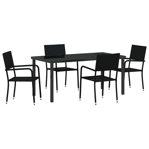 vidaXL Ensemble de salle à manger pour jardin 5 Pièces Noir Poly rotin