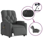 vidaXL Fauteuil inclinable de massage électrique gris foncé tissu