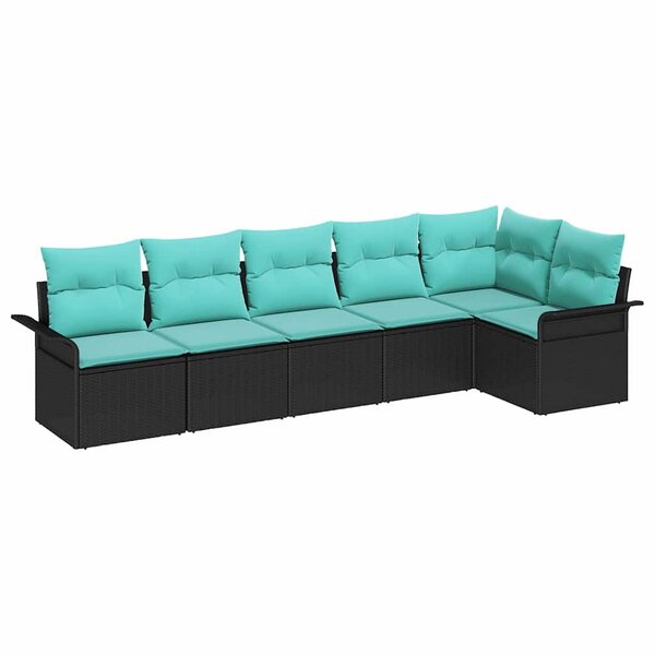 vidaXL Ensemble de canapé de jardin avec stockage 6 Pièces Noir polyrotin