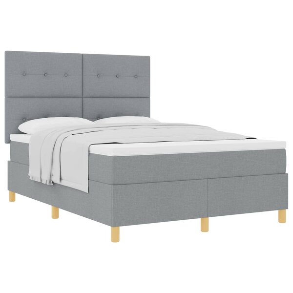 vidaXL Lit à ressorts avec matelas Gris clair 140 x 200 cm tissu