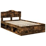 vidaXL Cadre de lit Chêne fumé 120 x 200 cm Bois de pin massif