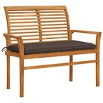 vidaXL Banc de jardin avec coussin taupe 112 cm Bois de teck massif