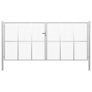 vidaXL Porte de jardin Acier galvanisé 415x250 cm Argenté