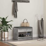 vidaXL Banc d'entrée avec coussin Gris Béton 63 x 38 x 45 cm