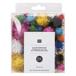60 pompons brillants multicolores