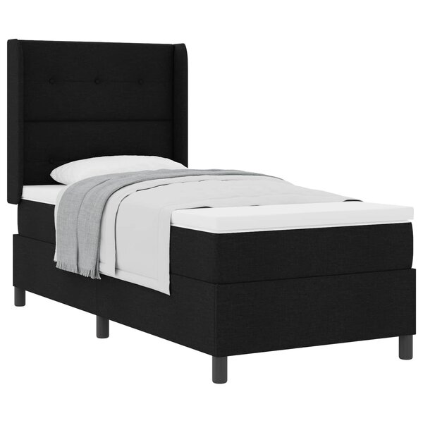 vidaXL Lit à ressorts avec matelas Noir 200 x 80 cm tissu