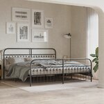 vidaXL Cadre de lit métal sans matelas avec pied de lit noir 200x200cm