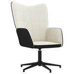 vidaXL Chaise de relaxation avec tabouret Blanc crème Velours et PVC