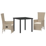 vidaXL Ensemble de chaises de jardin inclinables 3 Pièces Beige Crème