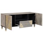 vidaXL Meuble TV Gris et or 105 x 33.5 x 46 cm Bois de manguier massif