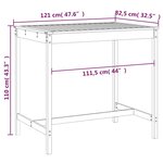 vidaXL Table de jardin 121x82 5x110 cm bois massif de pin