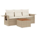 vidaXL Salon de jardin avec coussins 4 Pièces beige résine tressée
