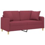vidaXL Canapé 2 places avec oreillers bordeaux 140 cm tissu