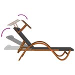vidaXL Chaise longue avec auvent gris textilène/bois massif peuplier