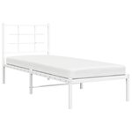 vidaXL Cadre de lit métal avec tête de lit blanc 80x200 cm