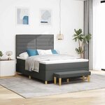 vidaXL Lit à ressorts avec matelas Gris foncé 160 x 200 cm tissu
