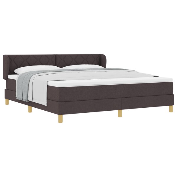 Lit Box Spring vidaXL avec Matelas - Marron Foncé  180x200 cm  Tissu