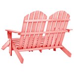 vidaXL Chaise de jardin Adirondack 2 places et pouf sapin rose