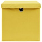 vidaXL Boîtes de rangement et couvercles 4 Pièces Jaune 32x32x32 cm Tissu