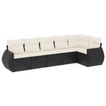 vidaXL Salon de jardin 6 Pièces avec coussins noir résine tressée