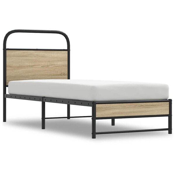 vidaXL Cadre de lit sans matelas chêne fumé 75x190cm bois d'ingénierie