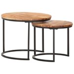vidaXL Tables gigognes 2 Pièces Bois d'acacia massif
