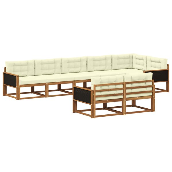 vidaXL Ensemble de canapés d'extérieur 8 pc Naturel et Crème