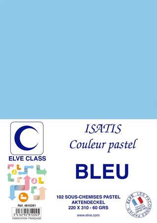 Pqt de 102 Sous-chemises 60 g 220 x 310 mm ISATIS Coloris Pastel Bleu ELVE