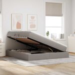 vidaXL Lit avec rangement et matelas Taupe 160 x 200 cm Polyester
