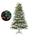 vidaXL Sapin de Noël pré-éclairé et pommes de pin vert 195cm PVC et PE