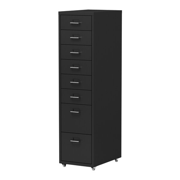 Caisson de bureau armoire meuble de rangement à roulettes avec 8 tiroirs 109 x 28 x 41 cm noir 03_0009114