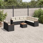 vidaXL Salon de jardin 10 Pièces avec coussins noir résine tressée