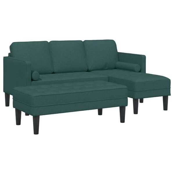 vidaXL Ensemble de canapé 2 pièces avec coussins en tissu vert foncé