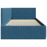 vidaXL Cadre de lit d'angle avec tête de lit Bleu 100 x 200 cm Velours