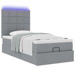 vidaXL Lit ottoman avec matelas et LED gris clair 90x200 cm tissu