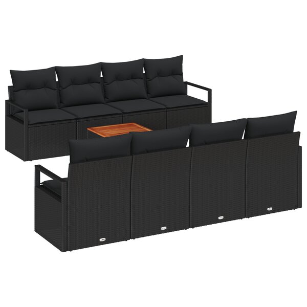 vidaXL Ensemble de Canapé de Jardin Modulaire 9 Pièces Noir Standard