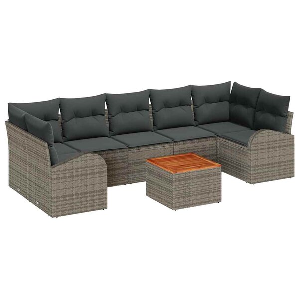vidaXL Ensemble de canapé de jardin 8 Pièces Gris Poly rotin