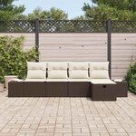 vidaXL Ensemble de canapé de jardin 5 Pièces Marron polyrotin