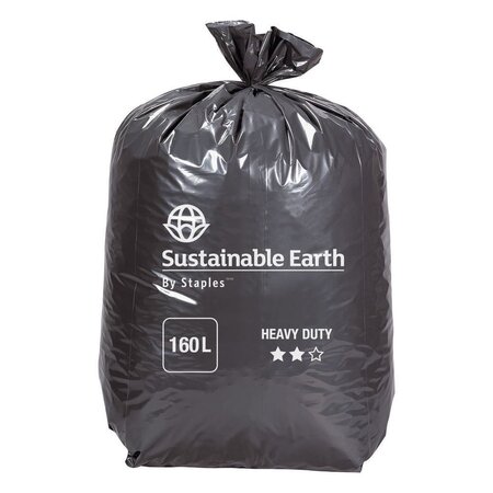 Sac poubelle 160 L noir pour déchets lourds en plastique recyclé 65 microns Ø 95 x H.130 cm (10 rouleaux de 10 sacs)