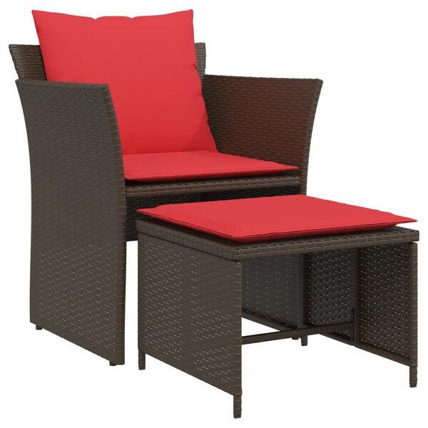 vidaXL Chaise de jardin avec tabouret marron résine tressée