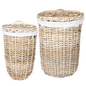 vidaXL Panier à linge avec couvercle GENDT 2 pc Gris naturel
