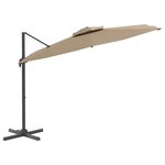 vidaXL Parasol cantilever à double toit Taupe 400x300 cm